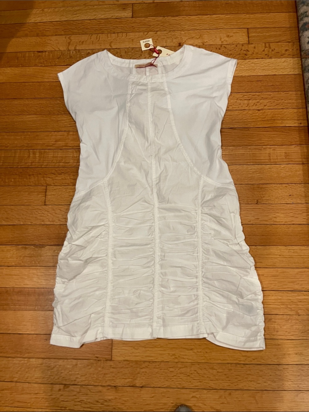 White Ruched Short Sleeve Dress Top - Brand: wearables